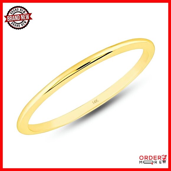 14K Gold 1mm Thin Wedding Band Stacking Ring Size 6 Dainty Spacer